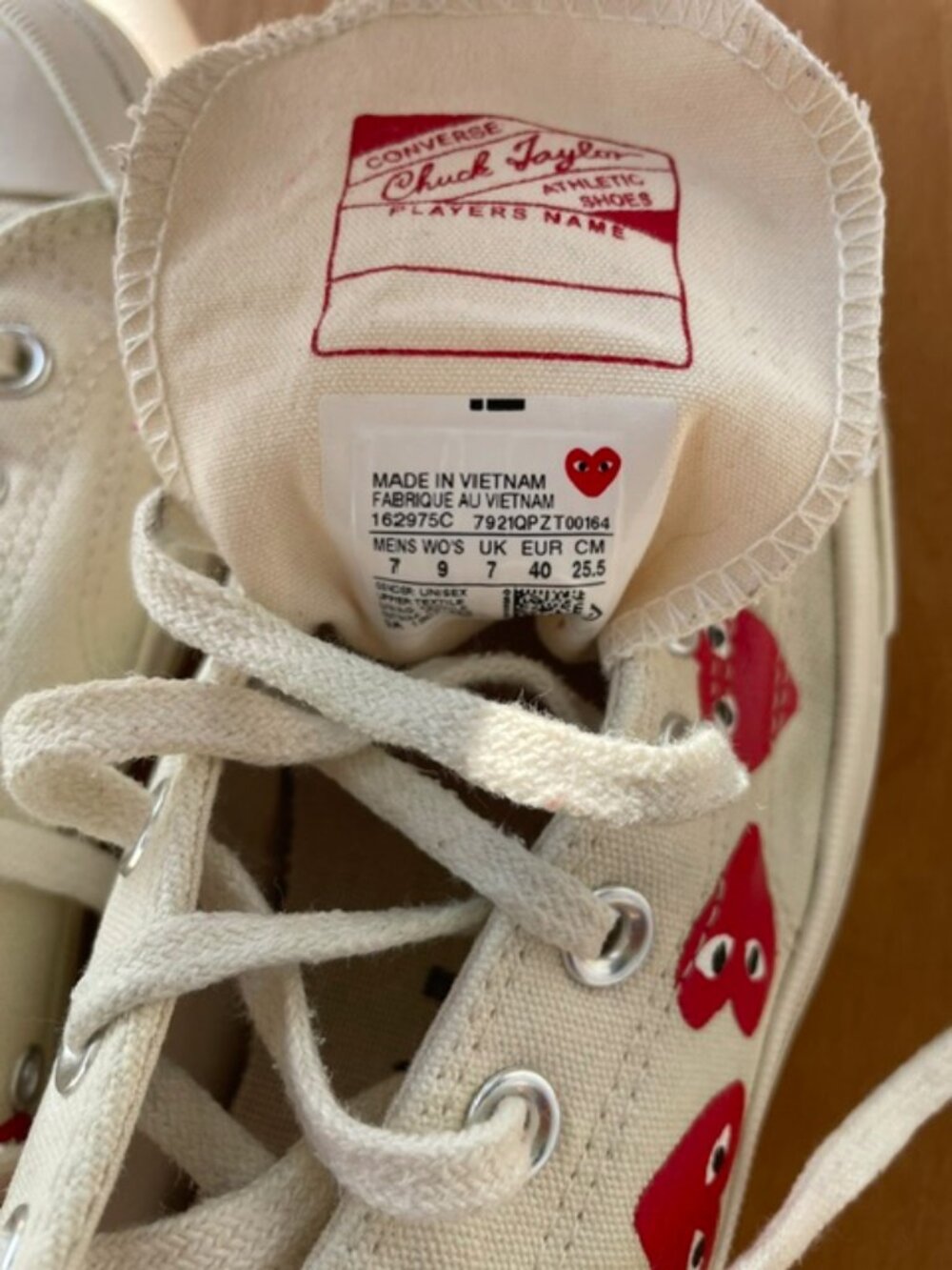 Converse x Comme des Garcons PLAY 70 Low Multi Heart - White/Red Men 7 WMN 9 - Picture 6 of 8